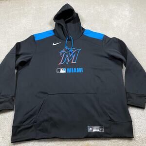 Miami Marlins Hoodie Mens 3XL Black MLB Baseball Nike Therma Fit Authentic